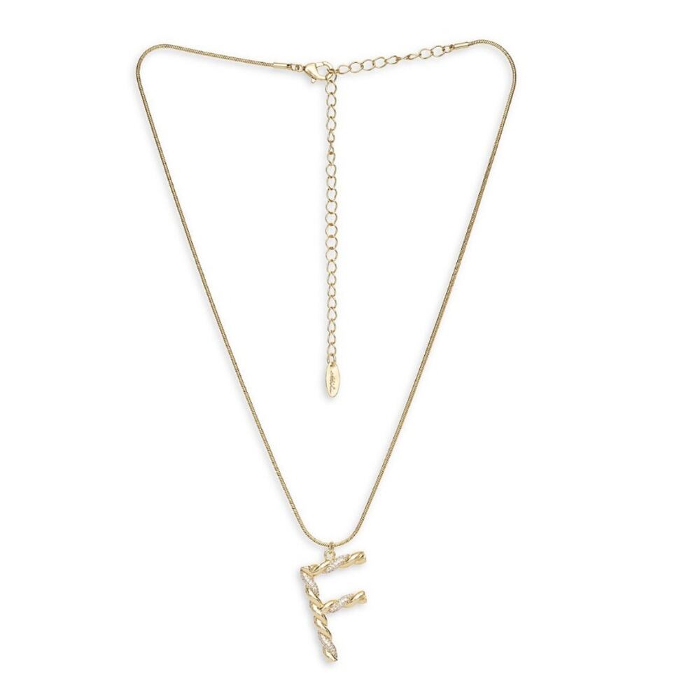 NEW ETTIKA ANTHROPOLOGY 18K Goldplated Twisted Crystal Initial Necklace F